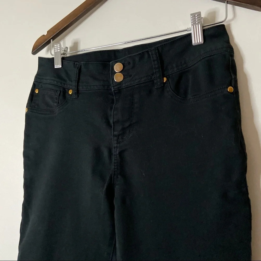 IMAN Bootcut Jeans Slimming Stretch Pants Size 6 Double Button Dark Wash - Picture 2 of 13